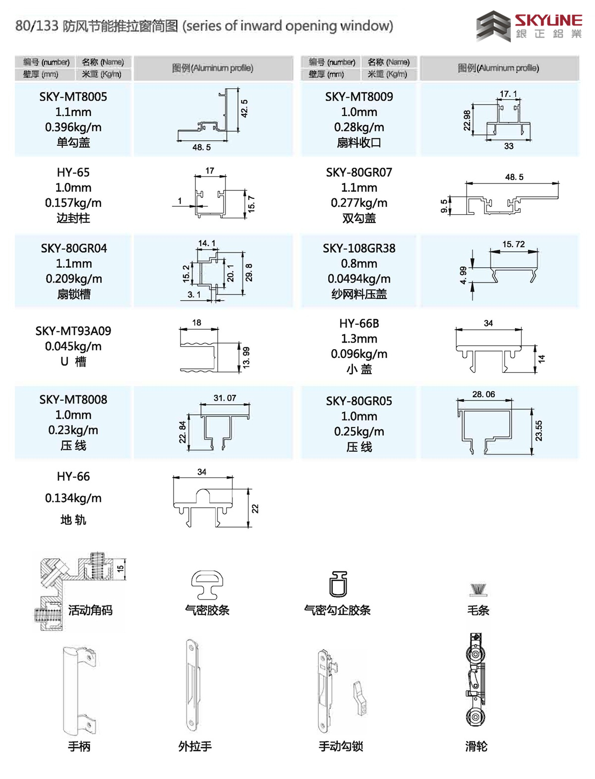 80/133防風節能推拉窗裝配圖